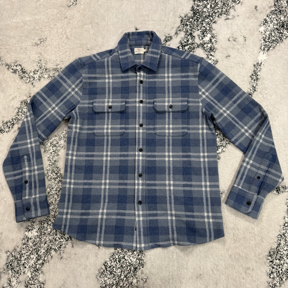 Feherty Brand Mens Sz L Plaid Flannel Blue Shirt Supima Cotton Lyocell Pocket